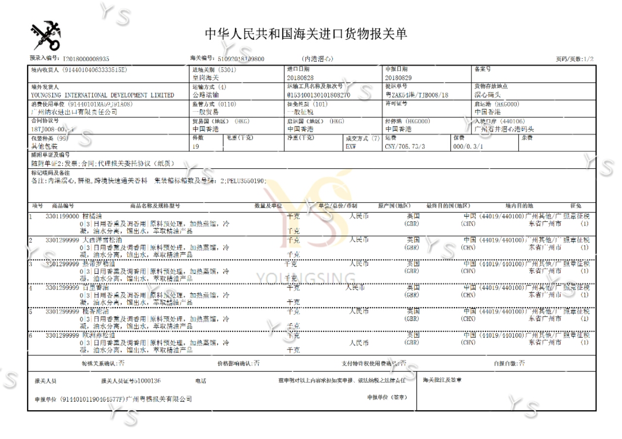 YS开云网页版在线登录网站
精油进口关单